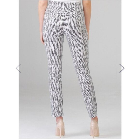 Joseph Ribkoff Black & White Striped Stretch Pullon Pants Size 10 - Picture 1 of 14